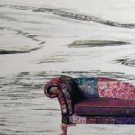 "Funky chaise longue on ice". 2013. Oil on canvas. 12" x 36" | 30.5cm x 91.5cm. Not available.